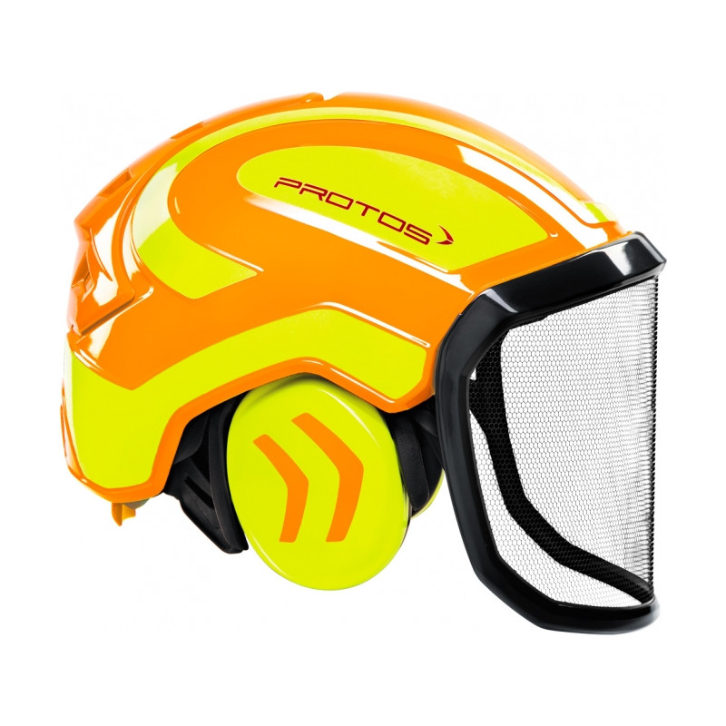 Casque De Sécurité Forestier Protos Integral - Jaune/Rouge - Taille Unique - EN 397/352-3/1731
