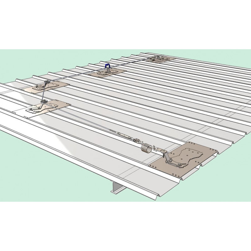 Ligne de vie horizontale sur bac aluminium Ligne de vie horizontale sur bac aluminium