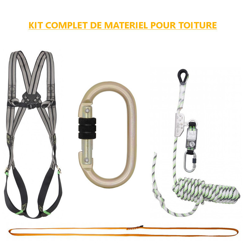 Kit complet de matériel de sécurité pour travail sur toiture Kit complet de matériel de sécurité pour travail sur toiture