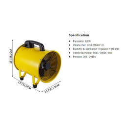PLUCEO - Ventilateur / extracteur - 320W + gaine 5m