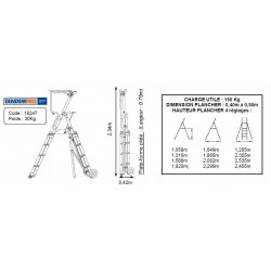 P.I.R Plateforme individuelle roulante Tandempro XT87 Duarib