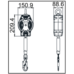 KRATOS SAFETY - HELIXON sangle, antichute à rappel automatique 6 m, pour utilisation verticale seulement
